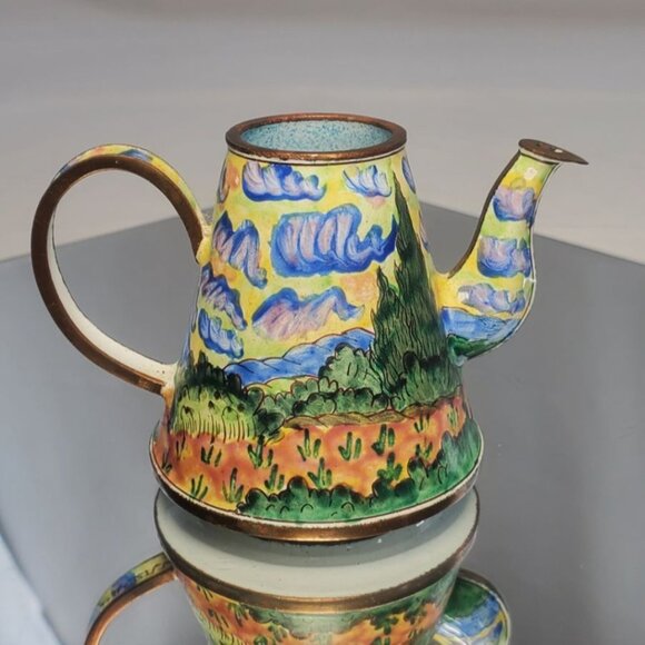 Vintage Kelvin Chen Miniature Teapot Vincent Van Gogh Wheat Field No 608 - Picture 3 of 8